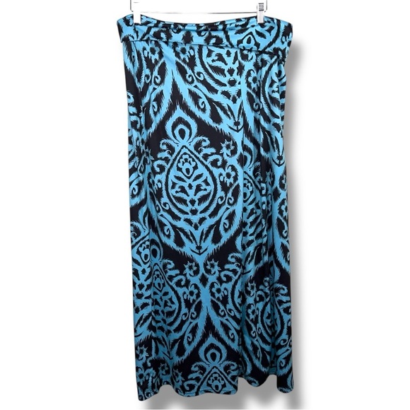 XXL Jamby Style Blue Black Maxi Skirt Geometric Boho Bohemian Tribal Stretch - Picture 1 of 14